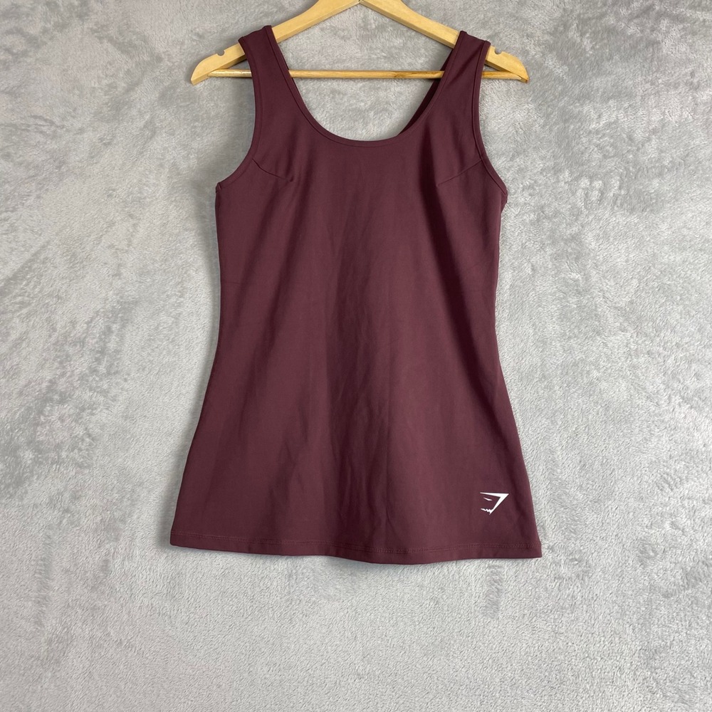 Gymshark Womens Burgundy Scoop Neck Athletic Tank Top Size Medium Workout Gym